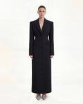 Structured Shoulder Fitted Lapel Maxi Coat - Black