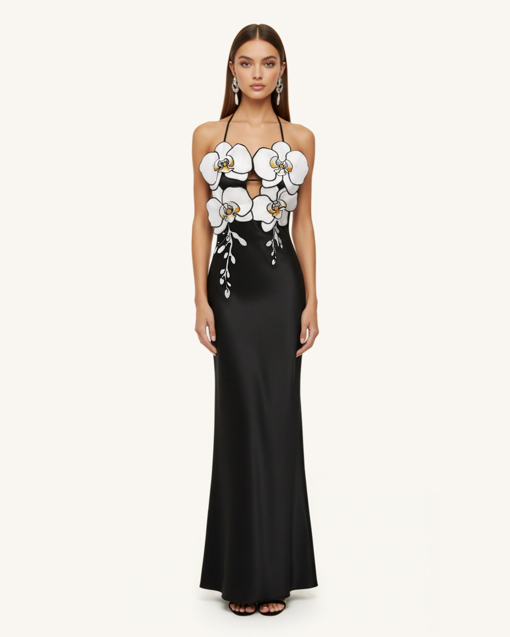 Orchid Embroidered Dress – Black/White