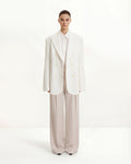 Pleated Wide-Leg Trousers - Beige