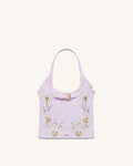 Brooke Mini Belted Embellished Orchid Beaded Top Handle Bag - Lavender