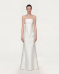 Strapless Floral Polyester Dress - White