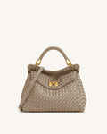 Lucia Classic Woven Top Handle Bag - Taupe