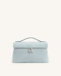 Thea Faux Suede Top Handle Bag - Light Blue