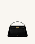 Carmen Faux Suede Top Handle Bag - Black