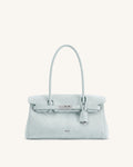 Yara Faux Suede Shoulder Bag - Light Blue
