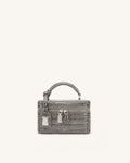 Cleo Box Shape Top Handle Bag - Grey Croc