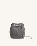 Yara Faux Suede Hand-Woven Bucket Bag - Dark Grey