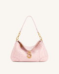 Jayla Metal Pendant Embellished Shoulder Bag - Pink Croc