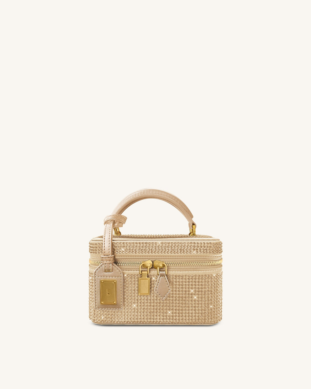 Cleo Artificial Crystal Box Shape Top Handle Bag - Champagne