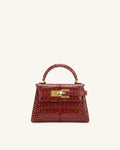 Elise Top Handle Bag - Burgundy Croc