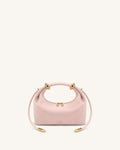 Ellie Faux Suede Metal Ring Embellished Top Handle Bag - Pink