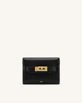 Yara Turn-Lock Flap Compact Wallet - Black