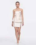 Floral Appliqué Peplum Top - White