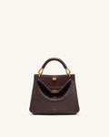 Lucia Elephant-Effect Top Handle Bag - Dark Brown