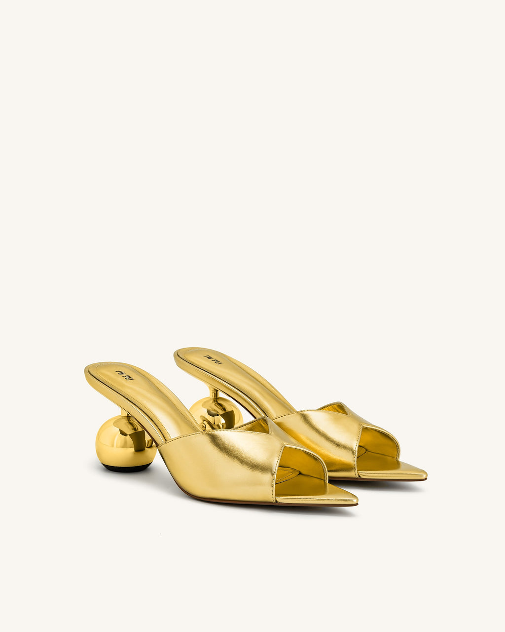 Ellie Sphere Heel Mules - Gold