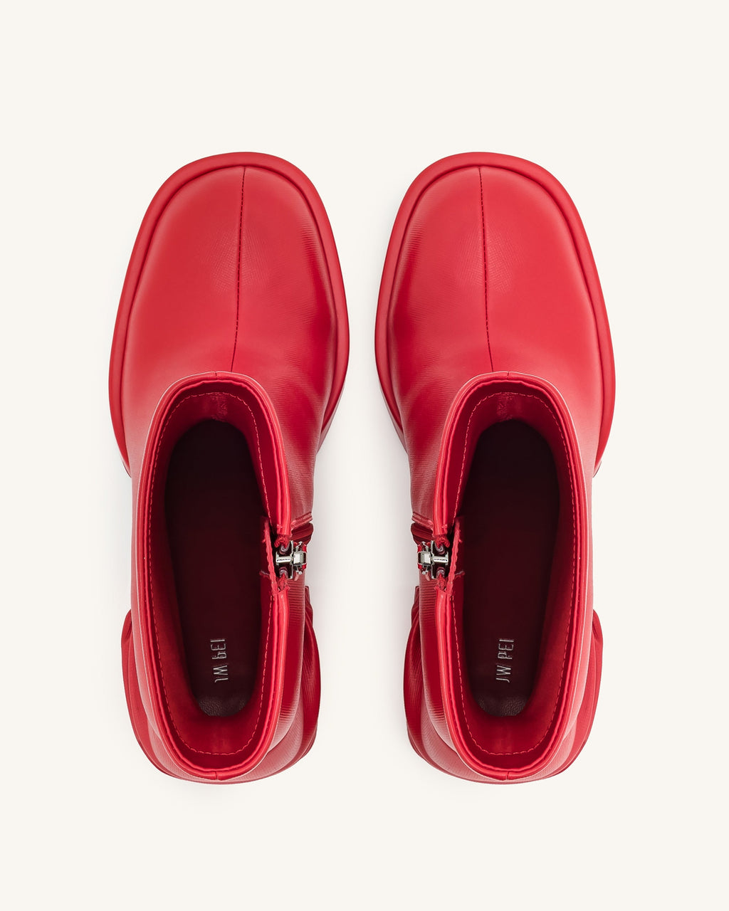 Saylor Round Toe Platform Ankle Boots - Red