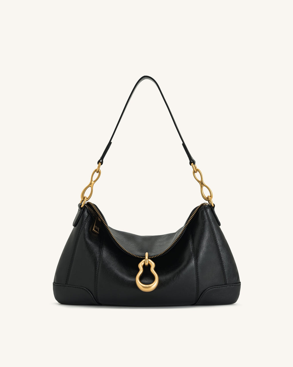 Jayla Metal Pendant Embellished  Shoulder Bag - Black