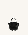 Nala Mini Wing Top Handle Bag - Black Croc