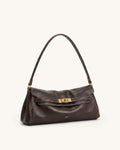 Yara East-West Flap Shoulder Bag - Dark Brown