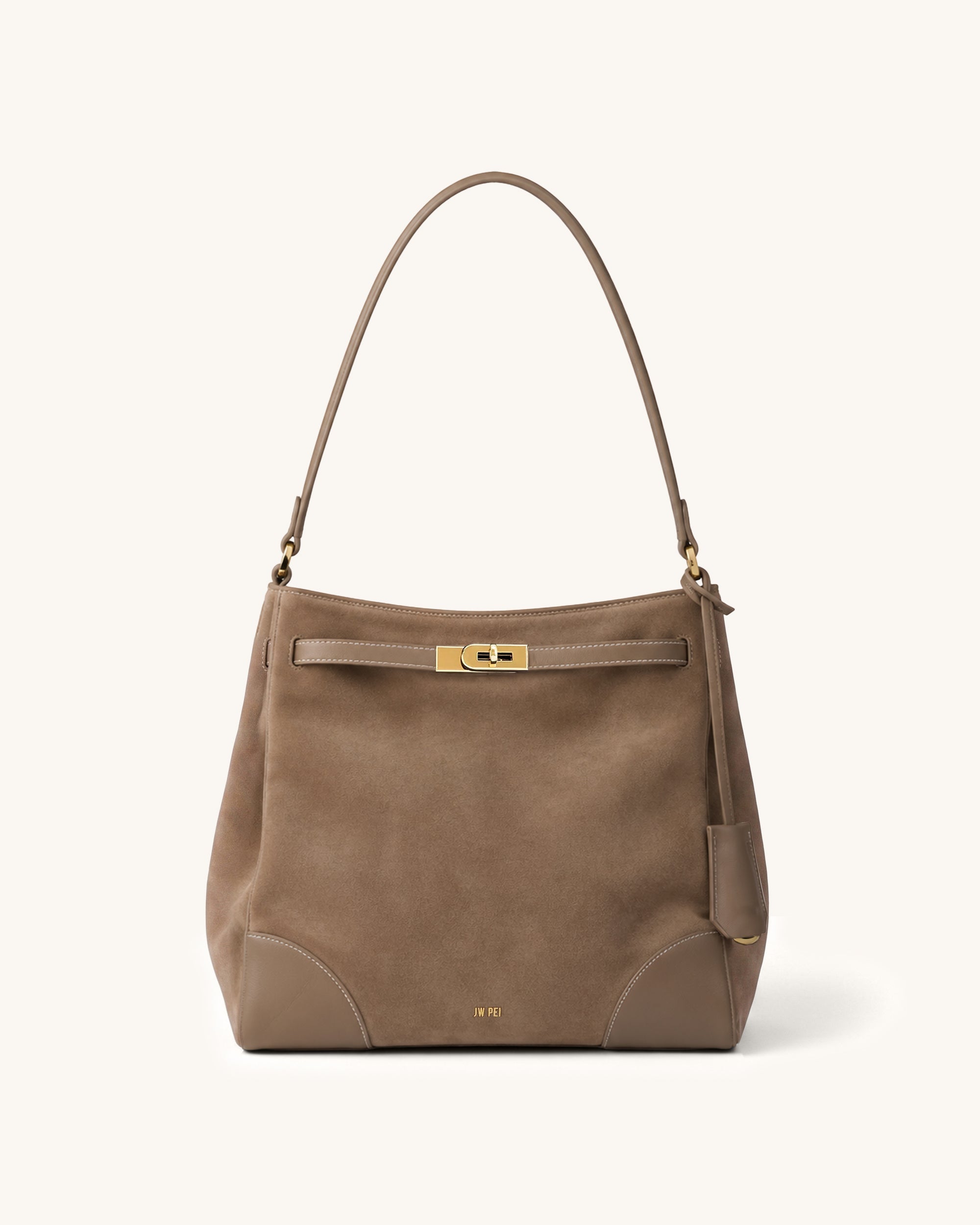 Yara Faux Suede Bucket Shoulder Bag - Taupe