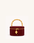 Natalie Metal Geometric Pendant Handle Bag - Burgundy