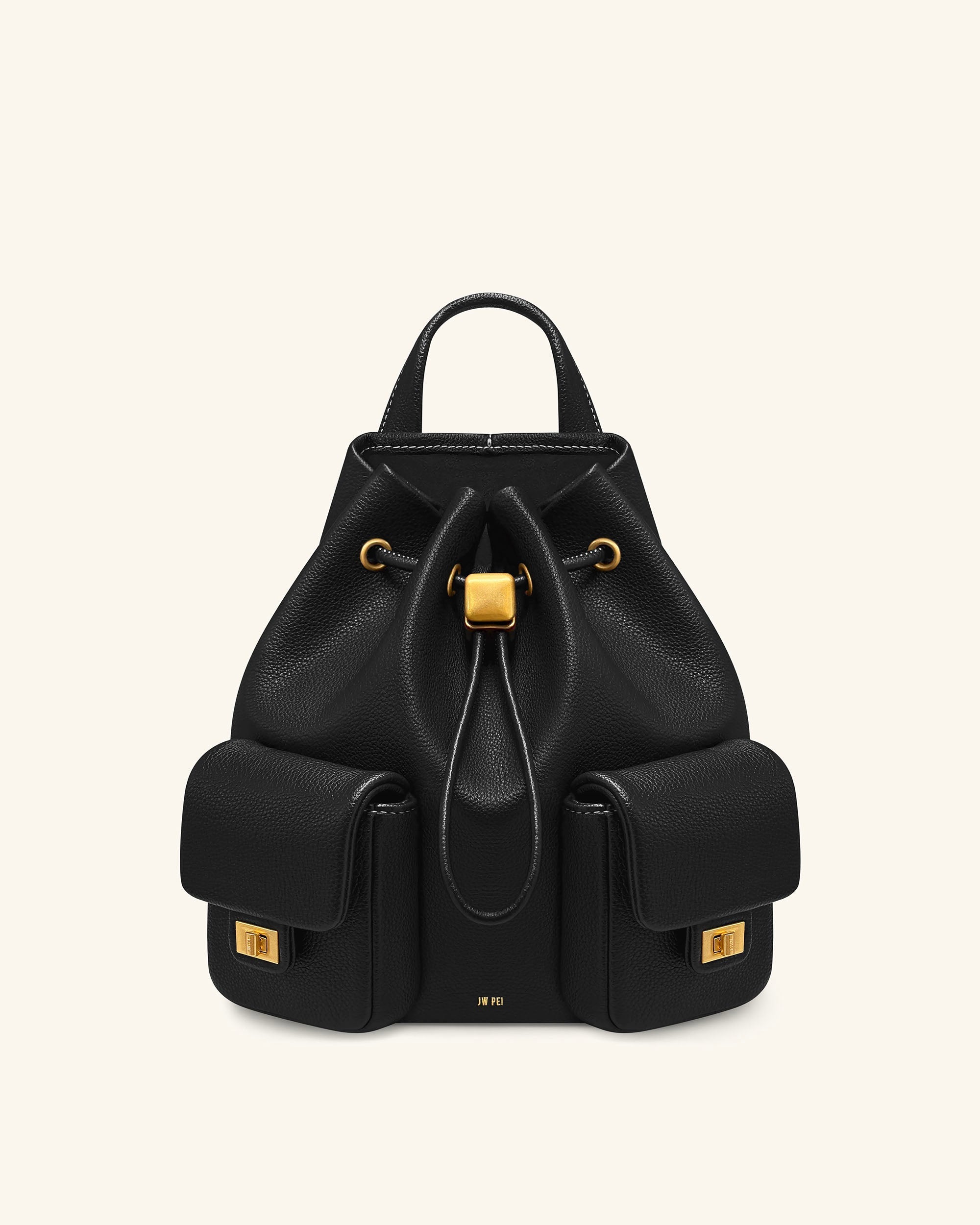 Avery Pebbled Drawstring Utility Backpack – Black