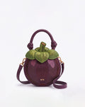 Embroidered Mangosteen Top Handle Bag - Purple